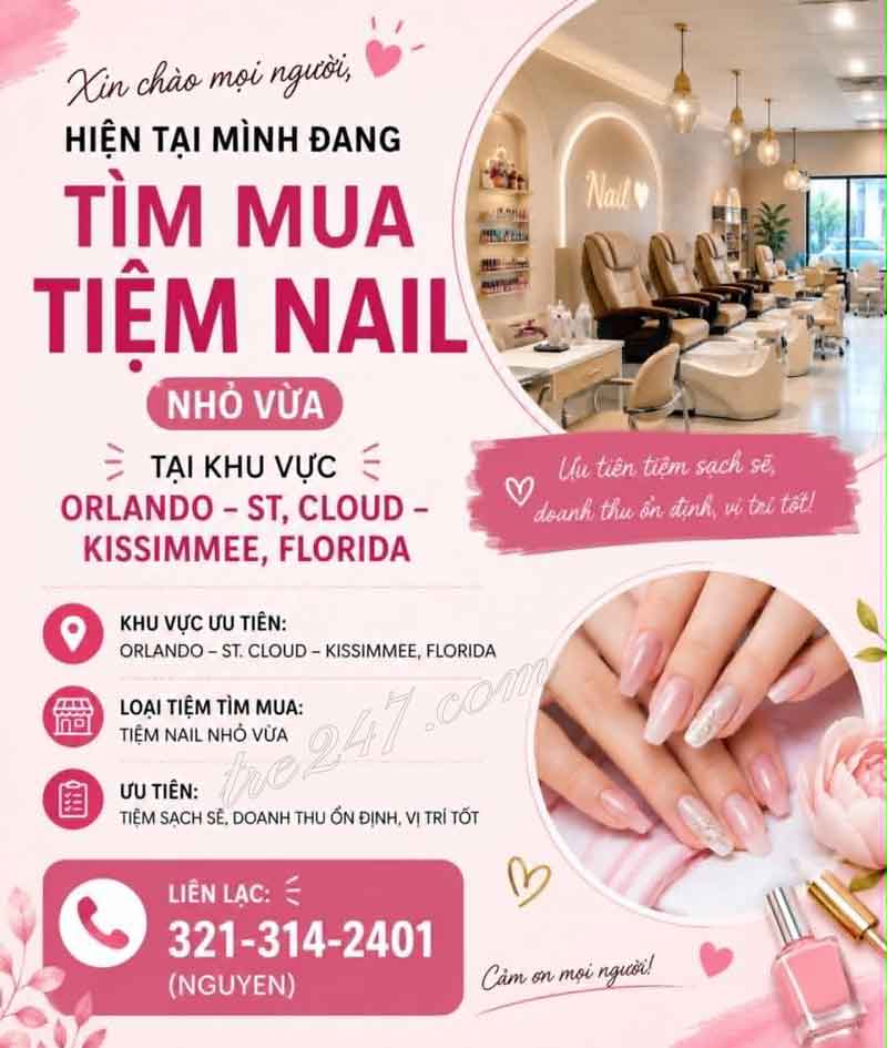 Cần Mua Tiệm Nail – Có Phòng Share Ngay Tại Orlando, FL