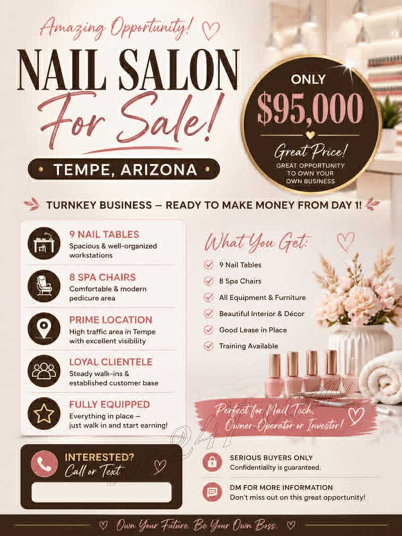 Cần Bán Gấp Tiệm Nail Gía Tốt Ở Tempe AZ