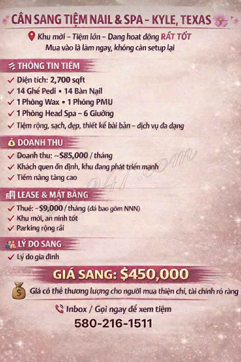 Sang Tiệm Income Cao Ở Kyle TX