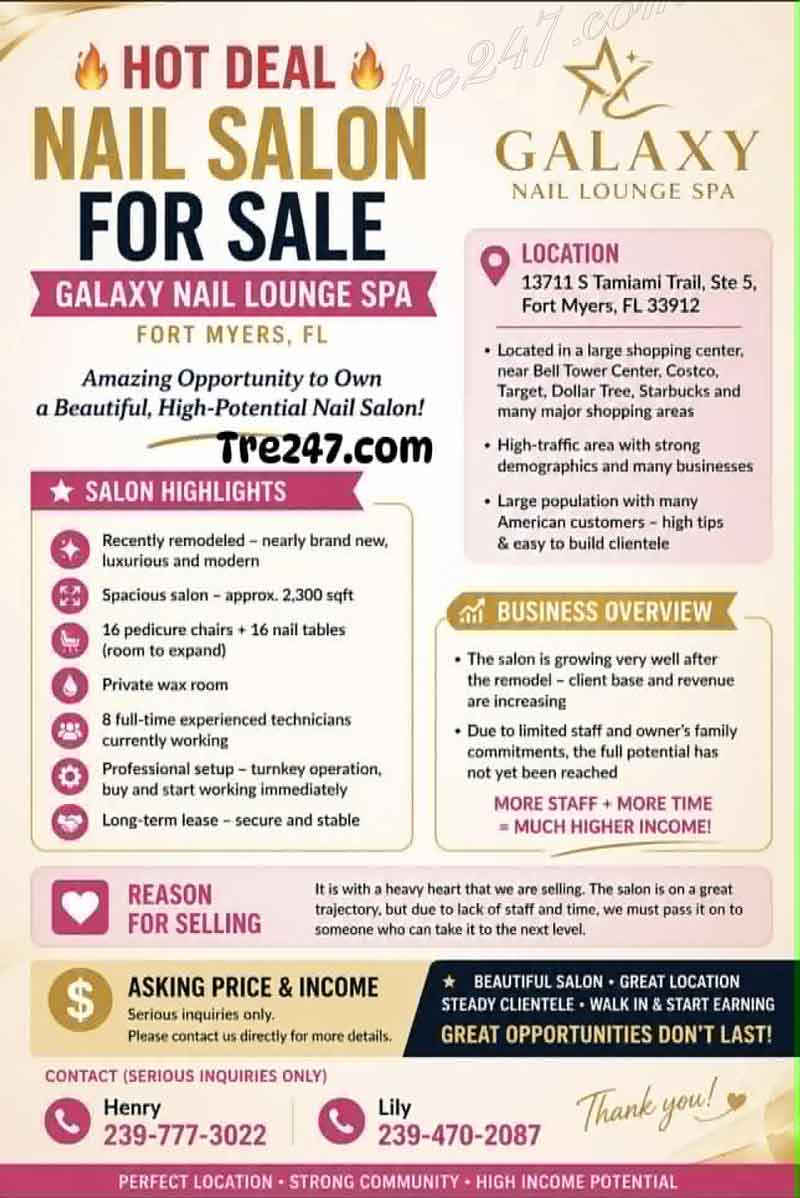 Sang Tiệm Nail – Galaxy Nail Lounge Spa (Fort Myers)