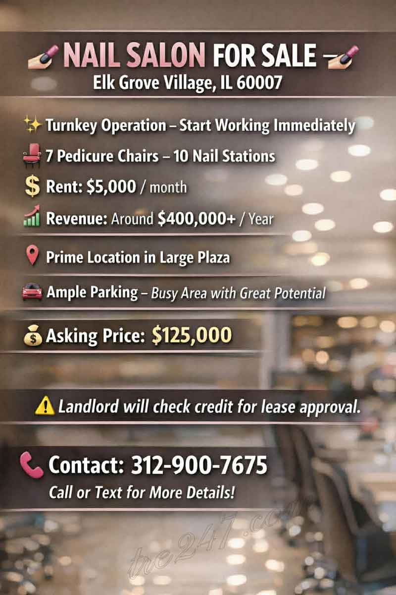 Cần Sang Tiệm Nail – Elk Grove Village, Il 60007