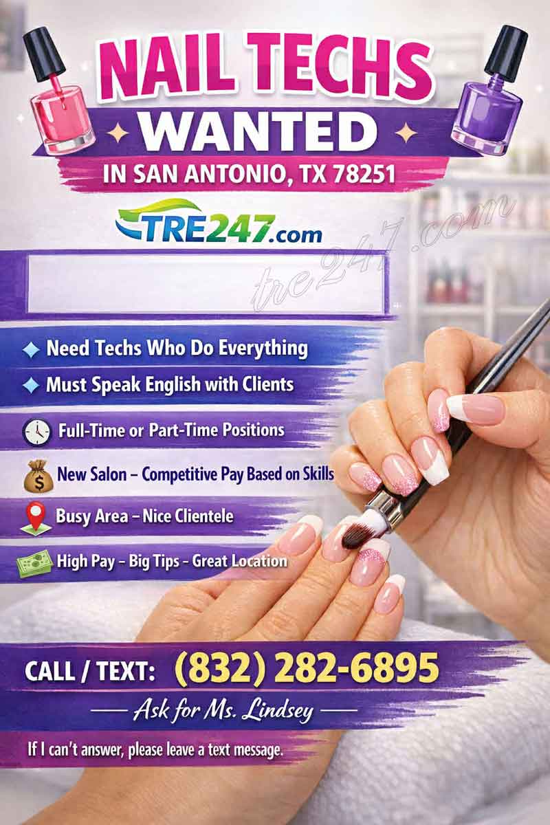 Cần Tuyển Thợ Nails In San Antonio, TX 78251