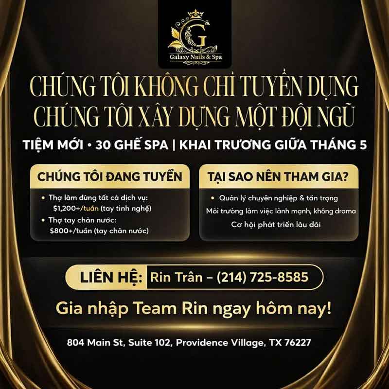 Tuyển Thợ Nail Tại Providence Village TX 76227