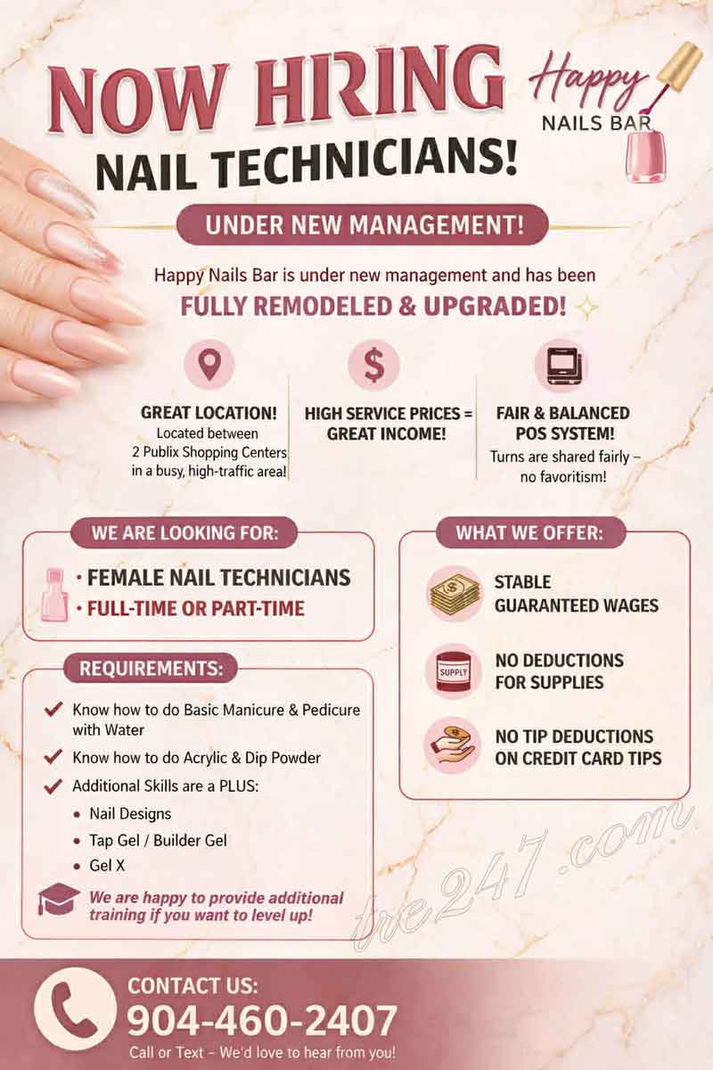 Tuyển Thợ Nail – Happy Nails Bar (Under New Management)