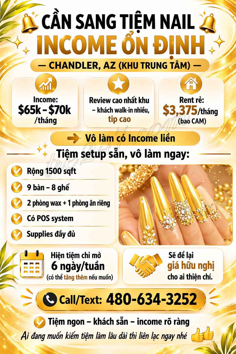 Sang Gấp Tiệm Gía Tốt Income Cao Ở Chandler AZ