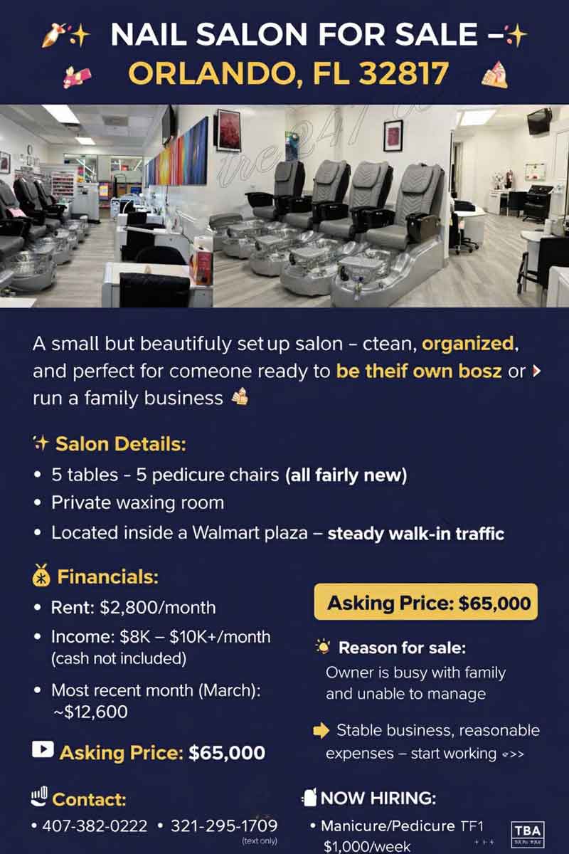 SANG TIỆM NAIL NHỎ XINH ORLANDO FL 32817