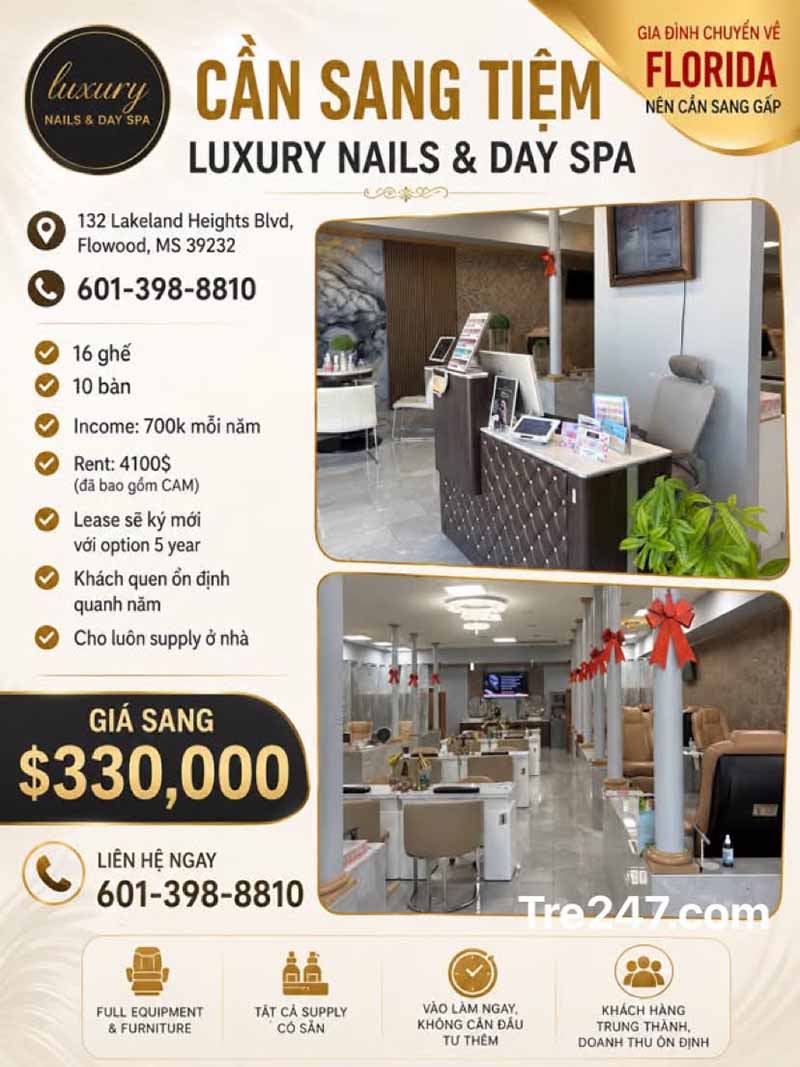 Sang Tiệm Nails Flowood, MS – Luxury Nail Spa Income Tốt