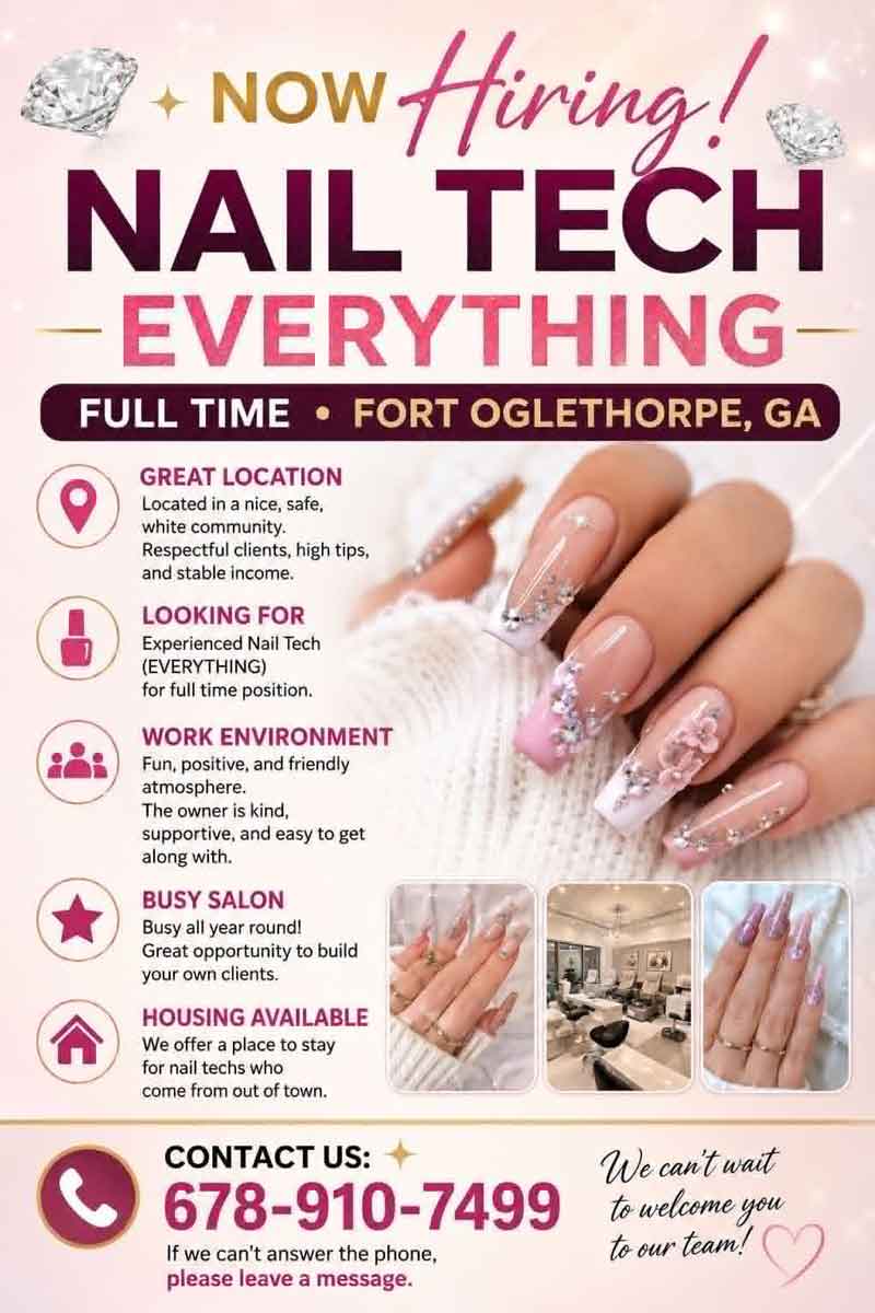 Tuyển Thợ Nail Everything – Full Time – Fort Oglethorpe, GA