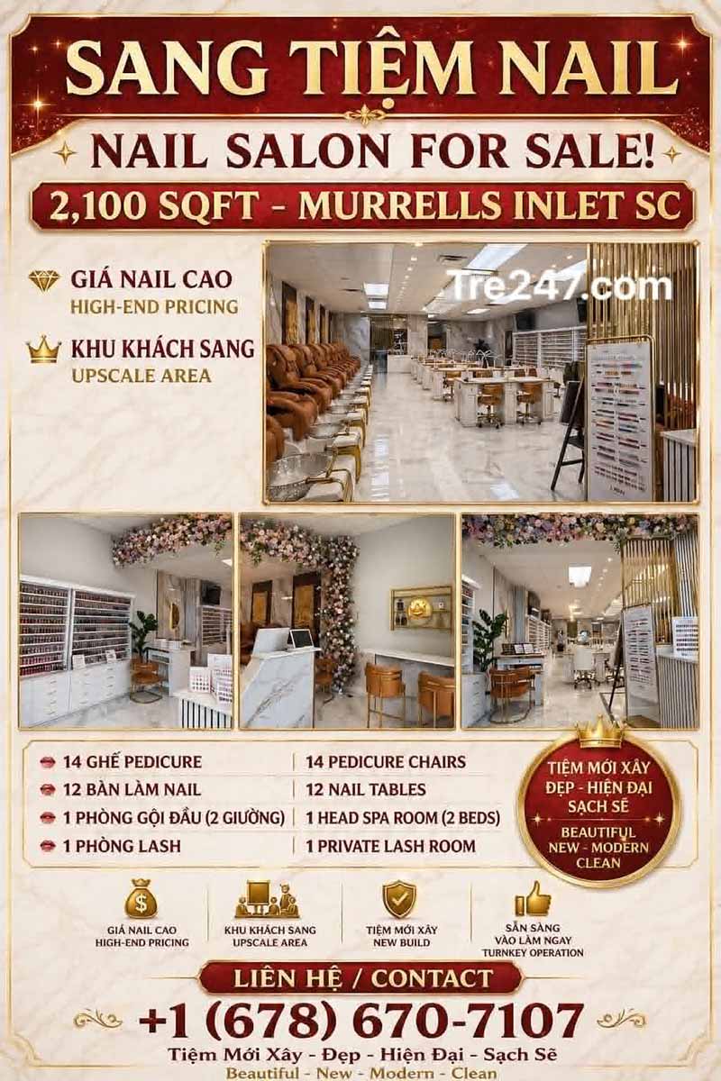 Cần Sang Gấp Tiệm Nail Đang Hoạt Động Tốt Tại Murrells Inlet, SC