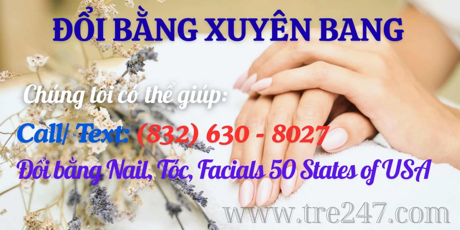 Đổi Bằng Nails, Tóc, Facical... Renew Bằng Cho 50 Tiểu Bang