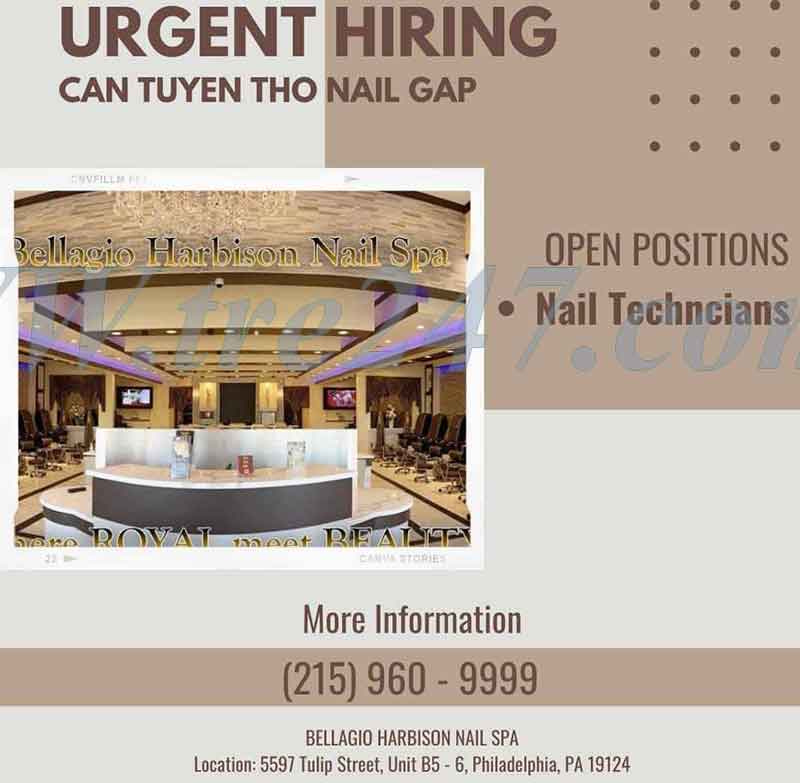 Cần Gấp Nhiều Thợ Nail Cho 2 Tiệm In Newark, DE