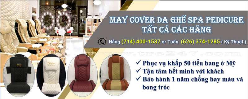 Chuyên May Cover Da Ghế Spa Pedicure Cho Tiệm Nail Khắp 50 tiểu bang ở Mỹ 