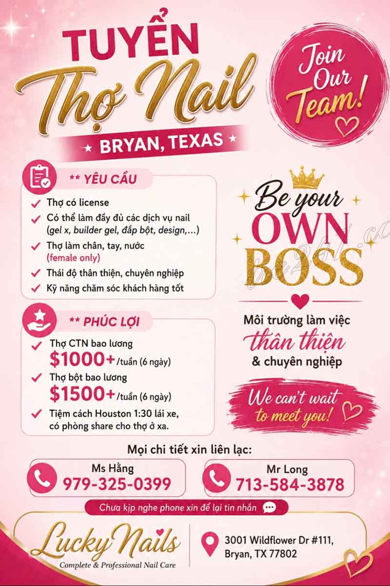 Cần Thợ Nails Bryan, Texas - Bột, Gel, Design
