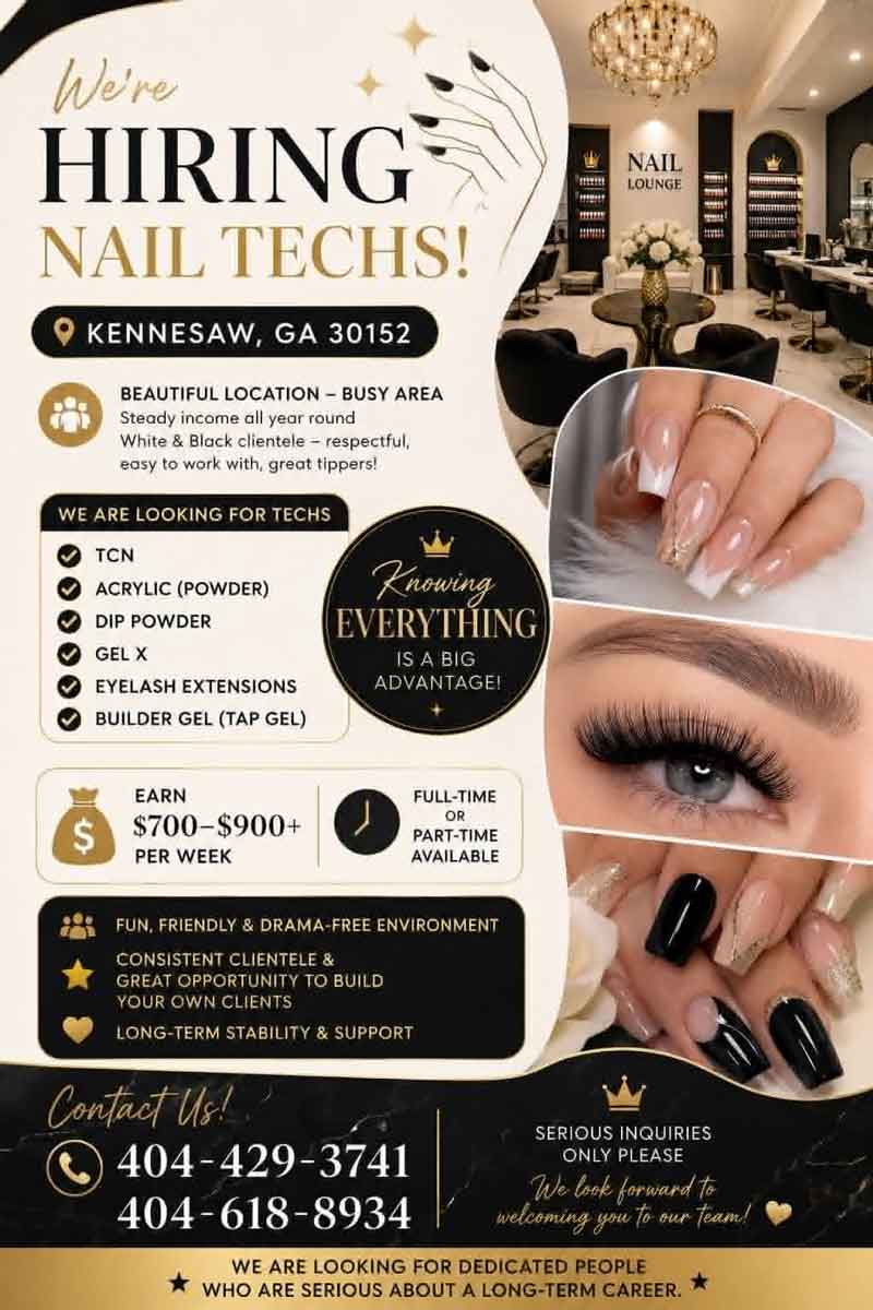 Cần Thợ Nails Kennesaw, Georgia - Bột, Tay chân nước, Dip, Gel, Eyelash,