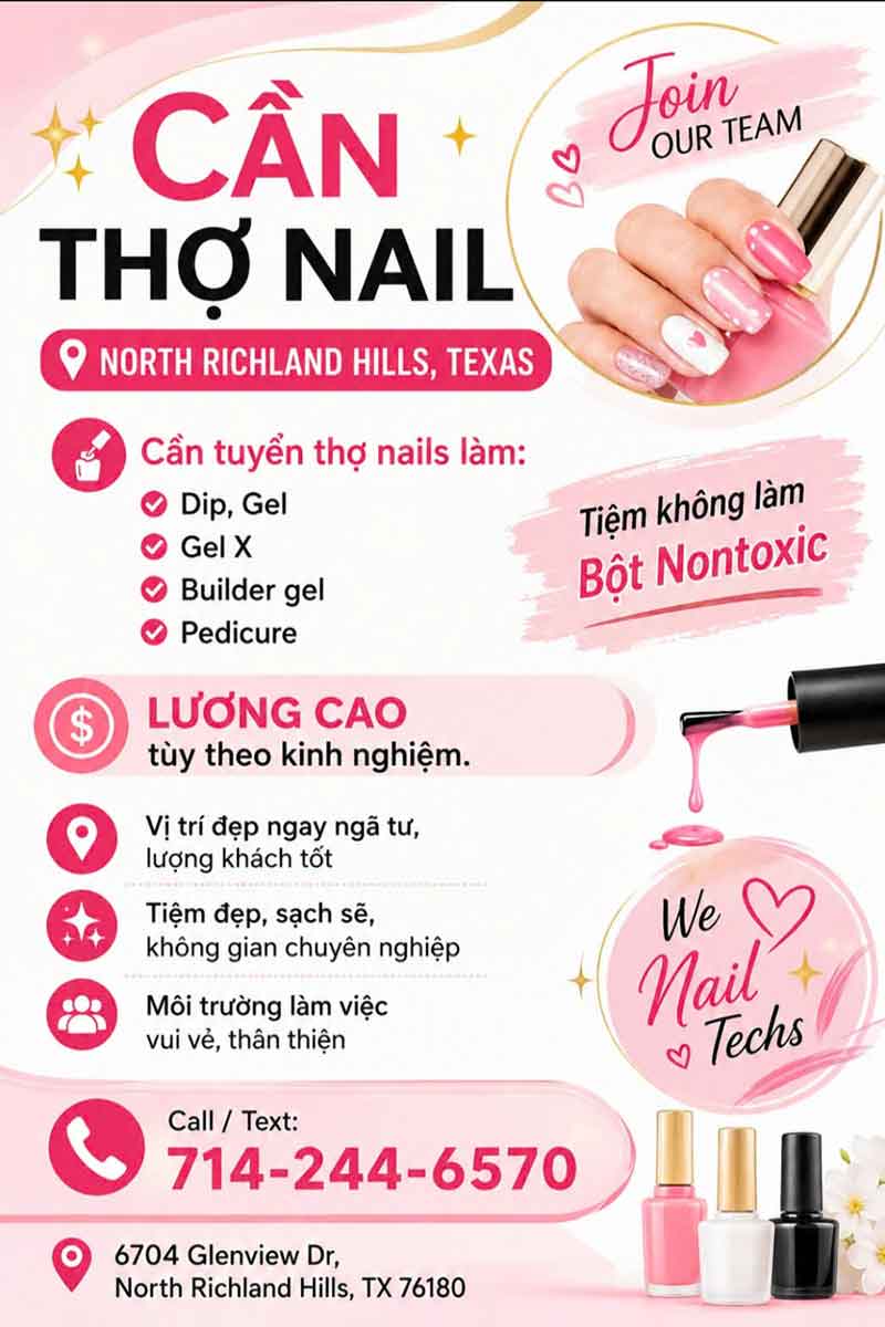 Cần Thợ Nails Tại North Richland Hills, Texas - Bột, Tay chân nước,