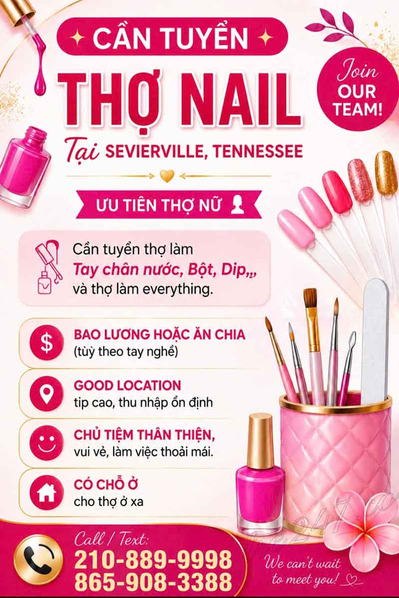 Cần Thợ Nails Tại Sevierville, Tennessee