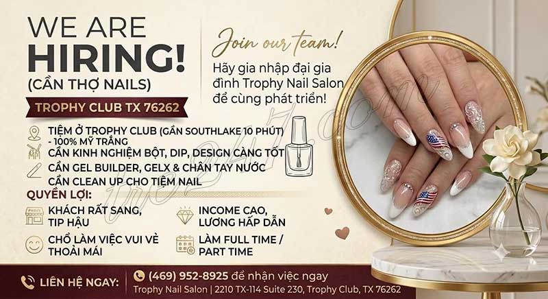 Cần Thợ Nails Trophy Club, Texas - Bột, Dip, Gel, Design