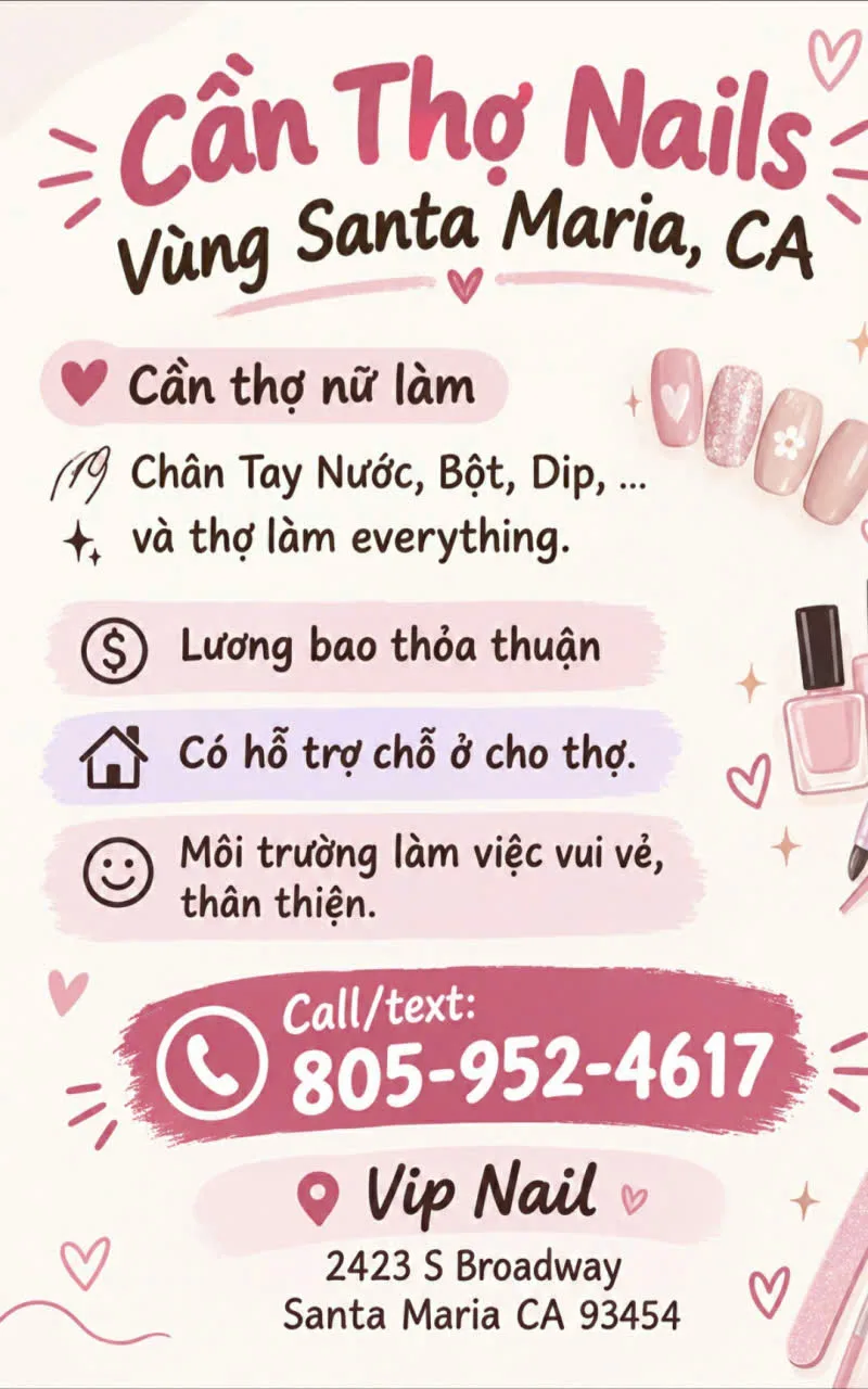 Cần Thợ Nails Vùng Santa Maria, California - Bột, Dip, Everything