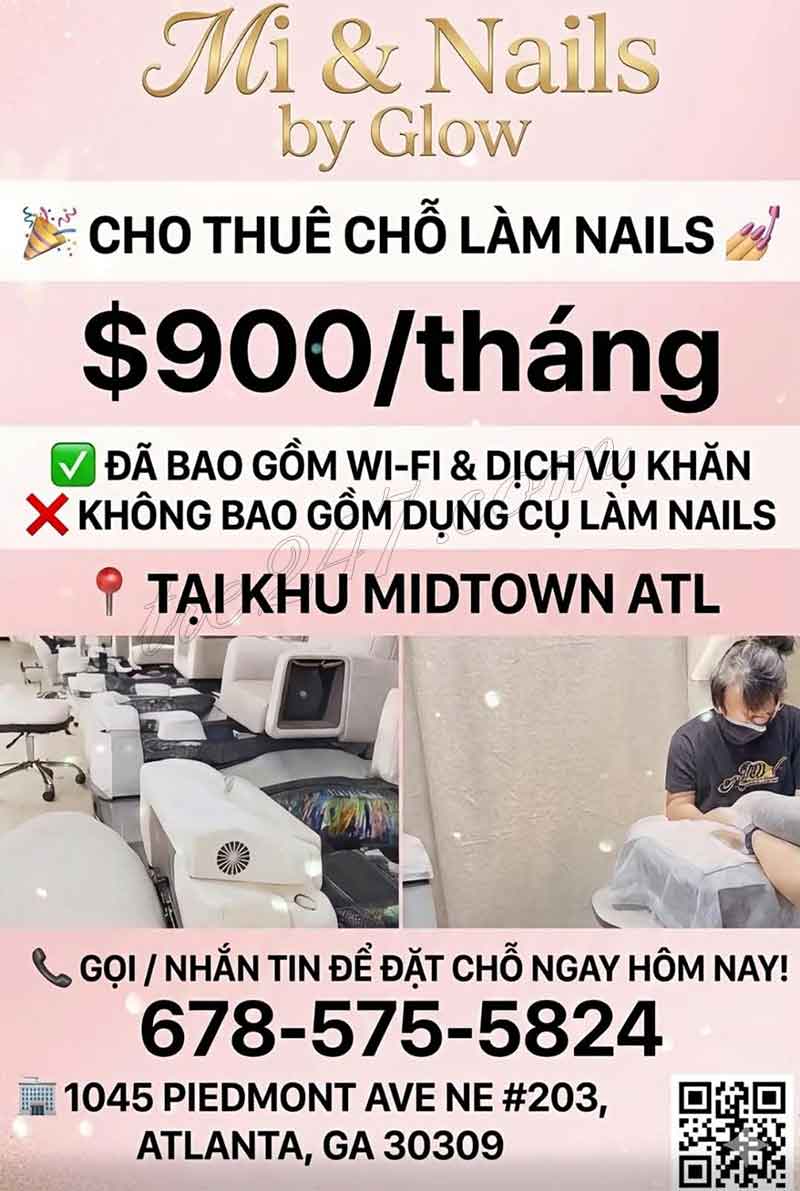 MI & NAILS BY GLOW - CHO THUÊ CHỖ LÀM NAILS - ATLANTA GA