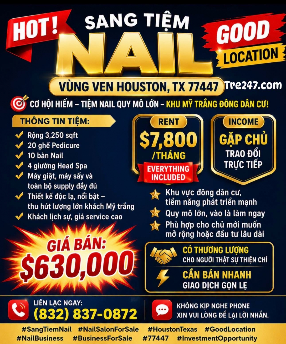 Sang Tiệm Nail Cao Cấp Tại Houston Area TX