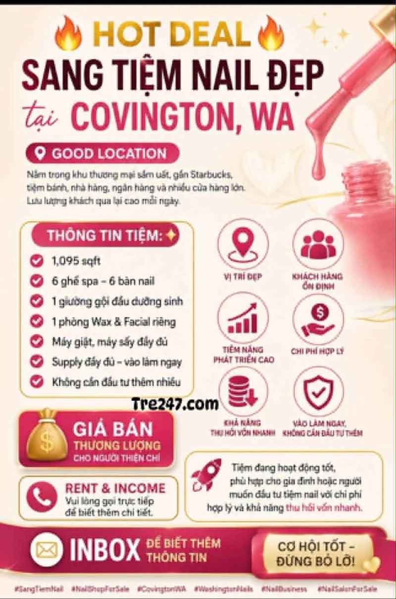 Sang Tiệm Nails Covington, Washington - Income Tốt