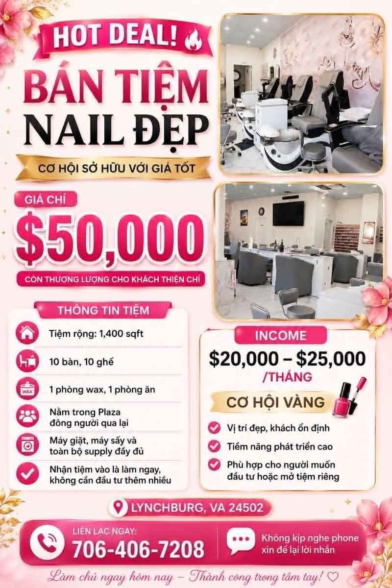 Sang Tiệm Nails Lynchburg, Virginia - Income Tốt