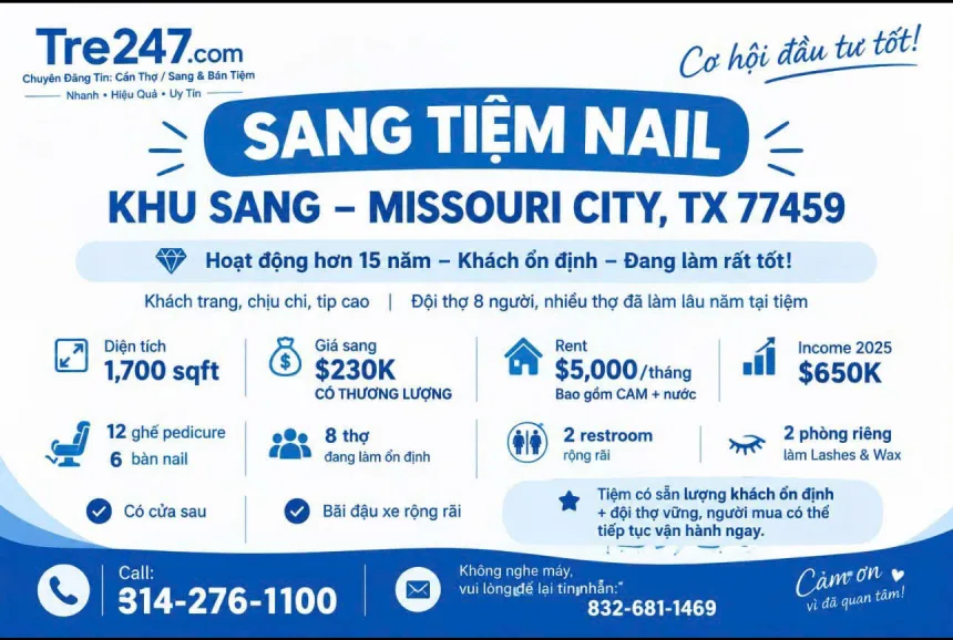 Sang Tiệm Nails Missouri City, Texas - Income Tốt
