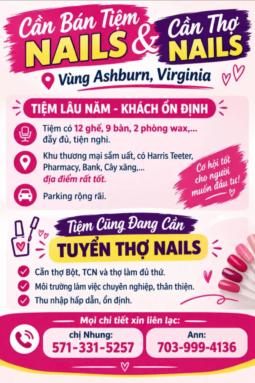 Sang Tiệm Nails Ở Ashburn Virginia - Vị Trí Tốt