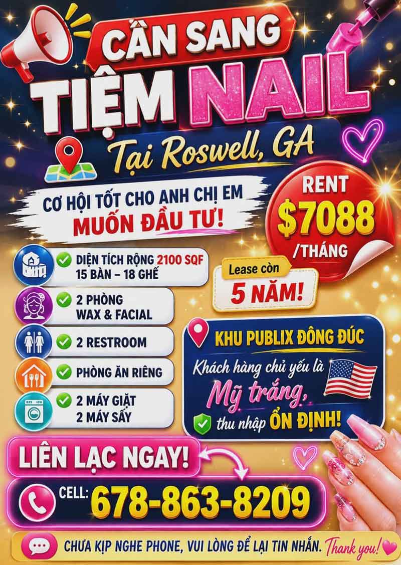 Sang Tiệm Nails Roswell, Georgia - Income Tốt