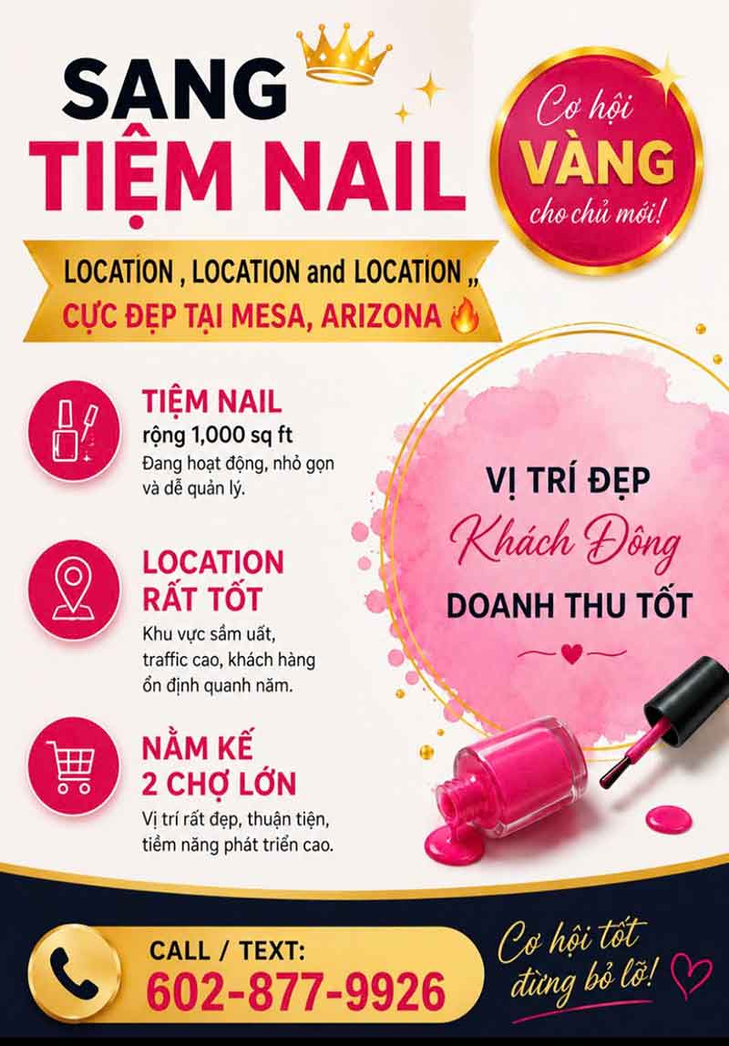 Sang Tiệm Nails Tại Mesa, Arizona - Vị Trí Tốt