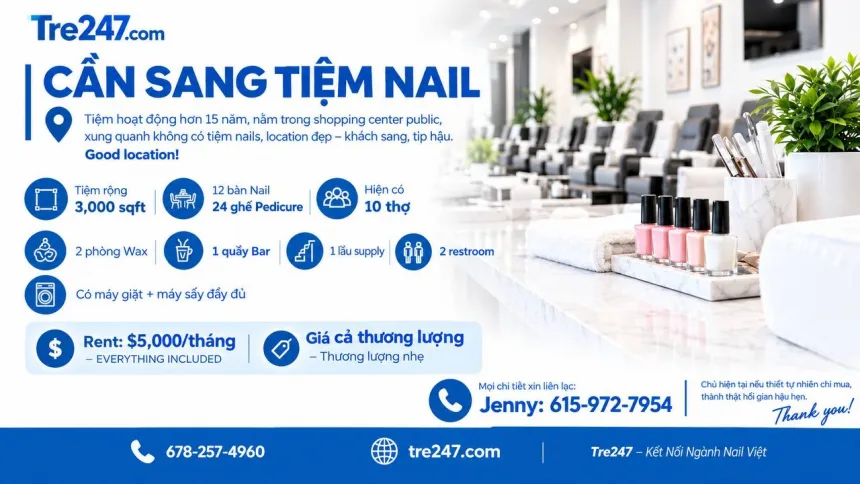 Sang Tiệm Nails Tennessee - Giá Sang Tốt